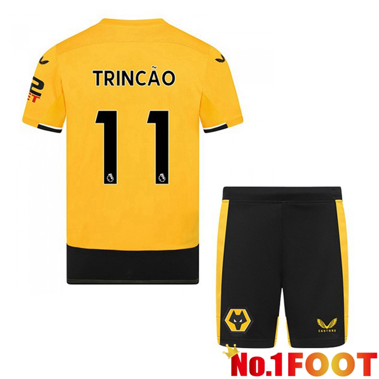 Wolves (TRINCAO 11) Kids Football Jerseys Home Yellow 2022-2023