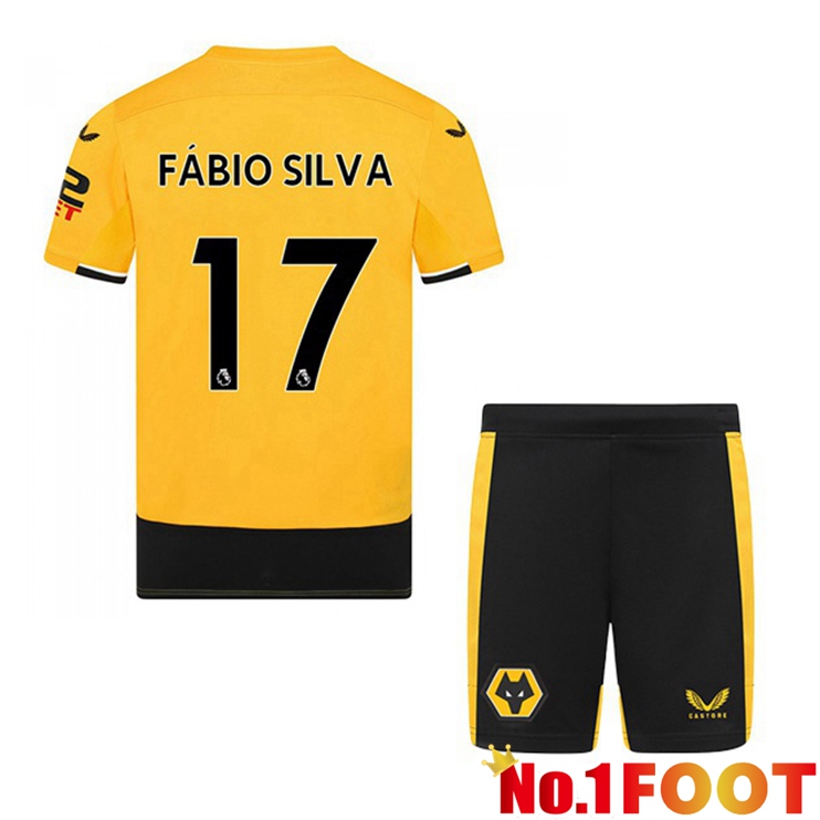 Wolves (FABIO SILVA 17) Kids Football Jerseys Home Yellow 2022-2023