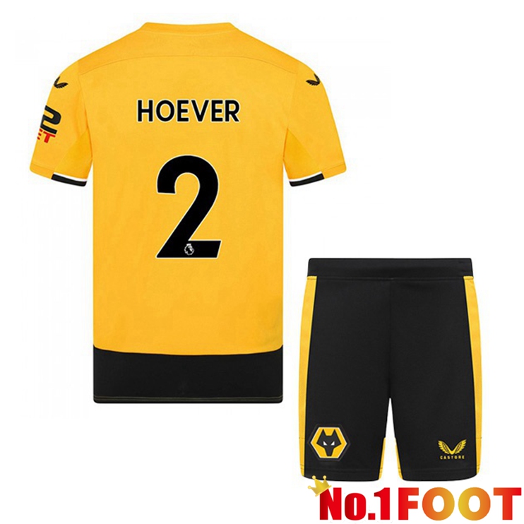 Wolves (HOEVER 2) Kids Football Jerseys Home Yellow 2022-2023