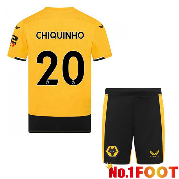 Wolves (CHIQUINHO 20) Kids Football Jerseys Home Yellow 2022-2023