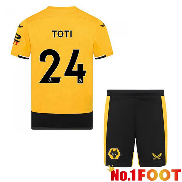 Wolves (TOTI 24) Kids Football Jerseys Home Yellow 2022-2023