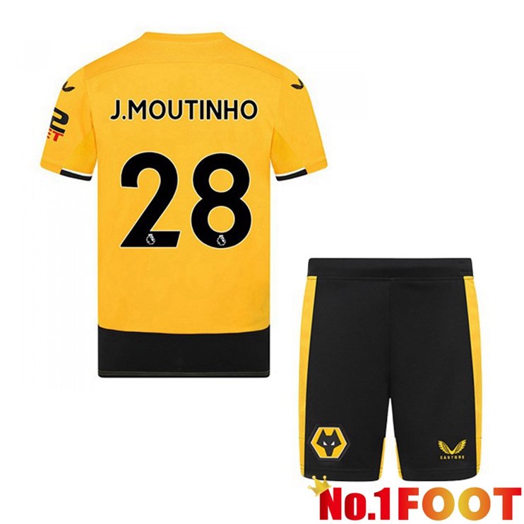 Wolves (J. MOUTINHO 28) Kids Football Jerseys Home Yellow 2022-2023