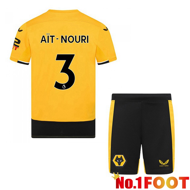 Wolves (AIT-NOURI 3) Kids Football Jerseys Home Yellow 2022-2023