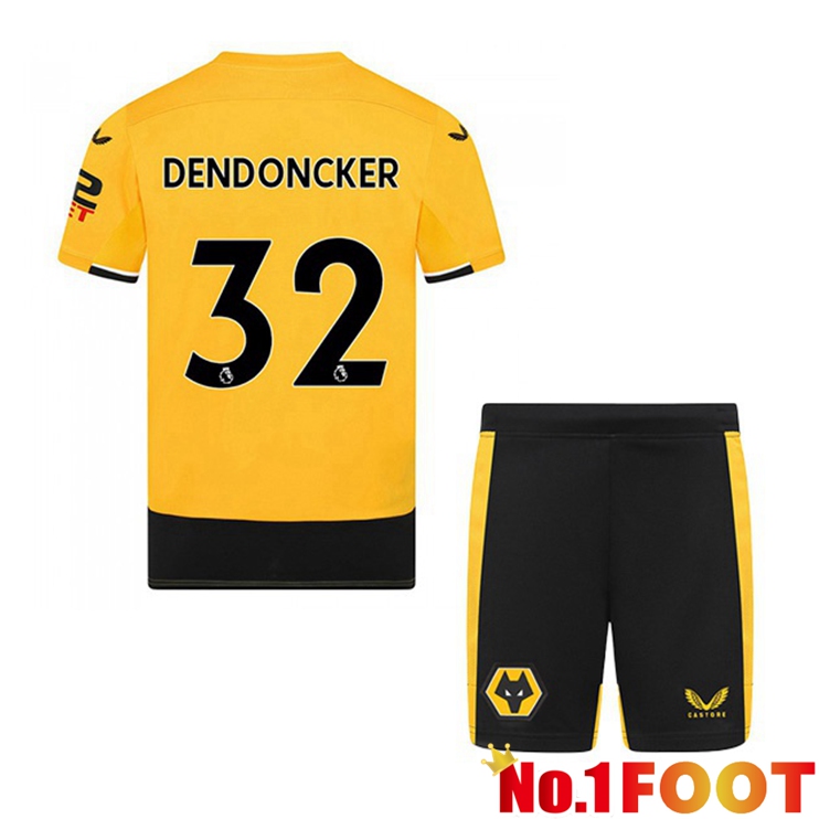 Wolves (DENDONCKER 32) Kids Football Jerseys Home Yellow 2022-2023