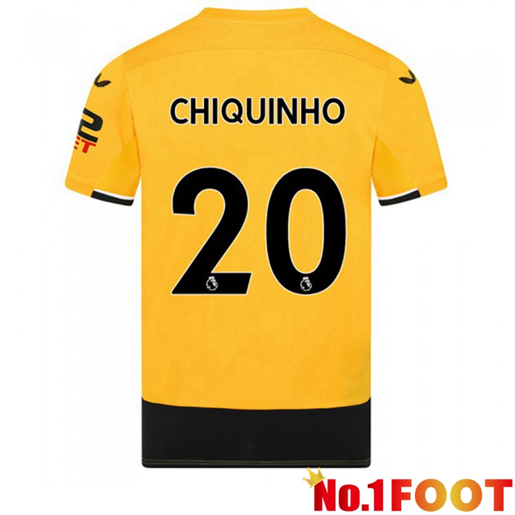 Wolves (CHIQUINHO 20) Football Jerseys Home Yellow 2022-2023