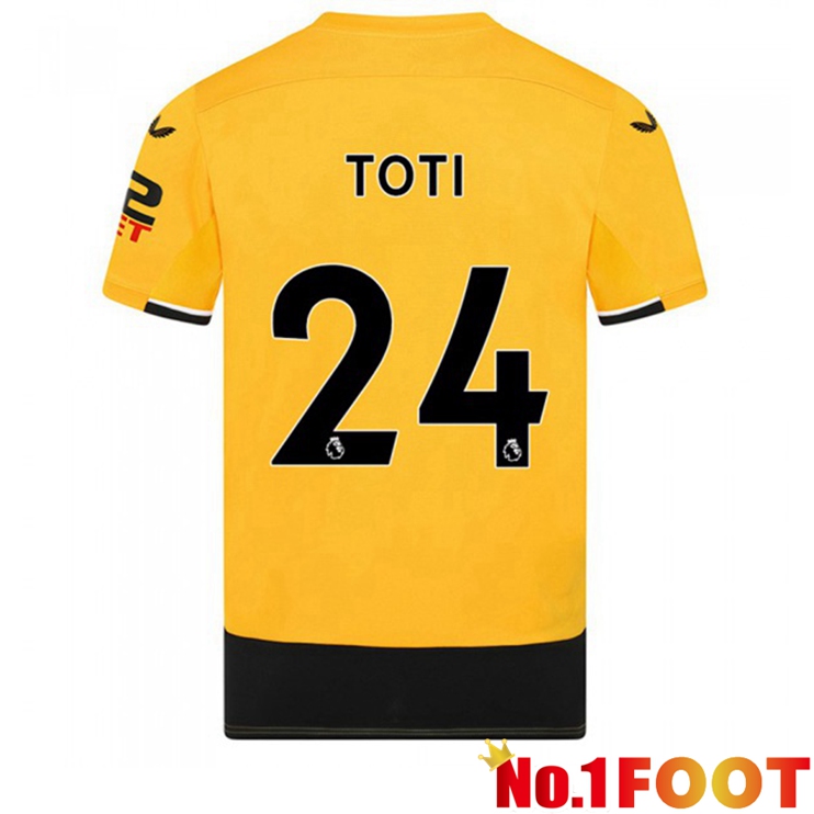 Wolves (TOTI 24) Football Jerseys Home Yellow 2022-2023