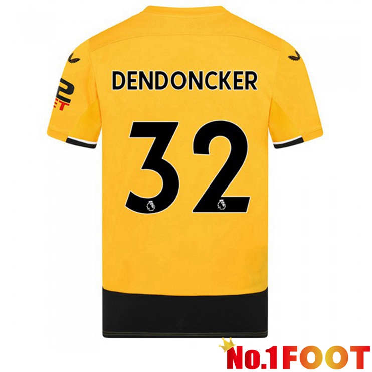 Wolves (DENDONCKER 32) Football Jerseys Home Yellow 2022-2023