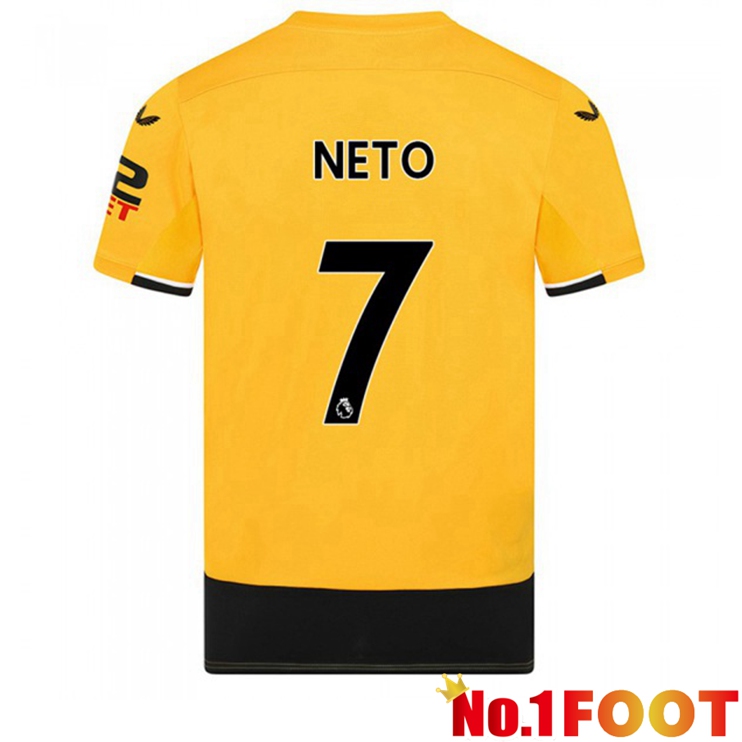 Wolves (NETO 7) Football Jerseys Home Yellow 2022-2023