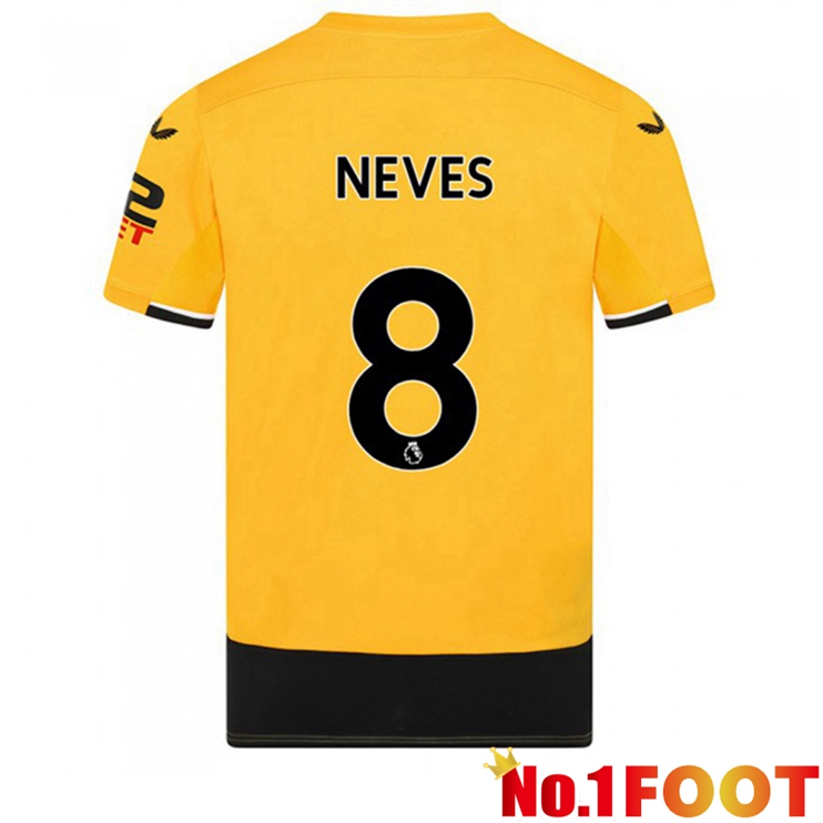 Wolves (NEVES 8) Football Jerseys Home Yellow 2022-2023