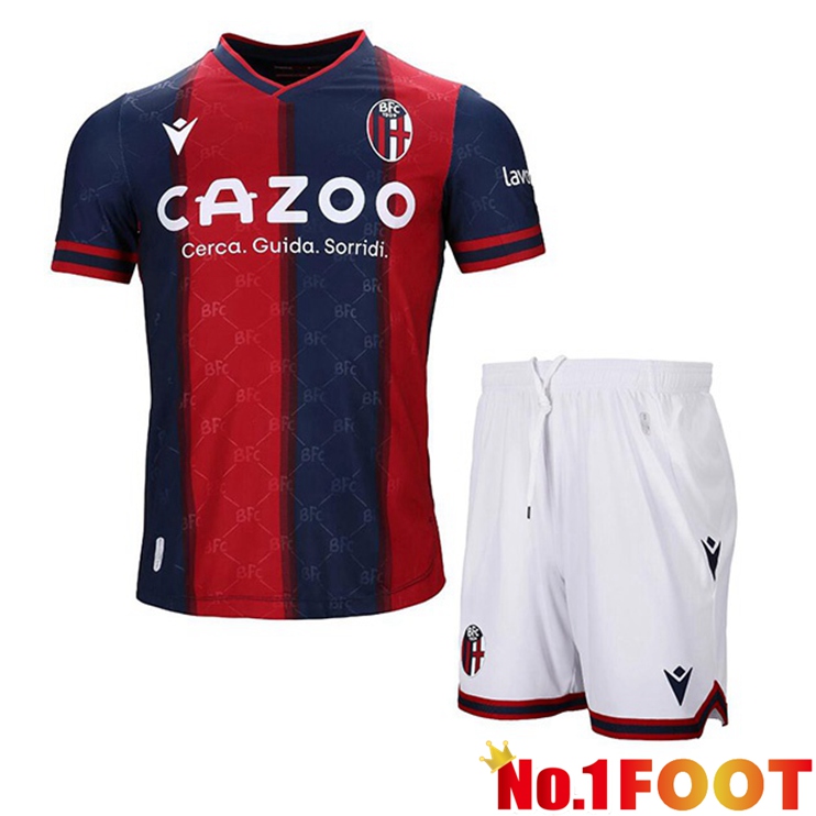 Bologna Kids Football Jerseys Home Red Blue 2022-2023