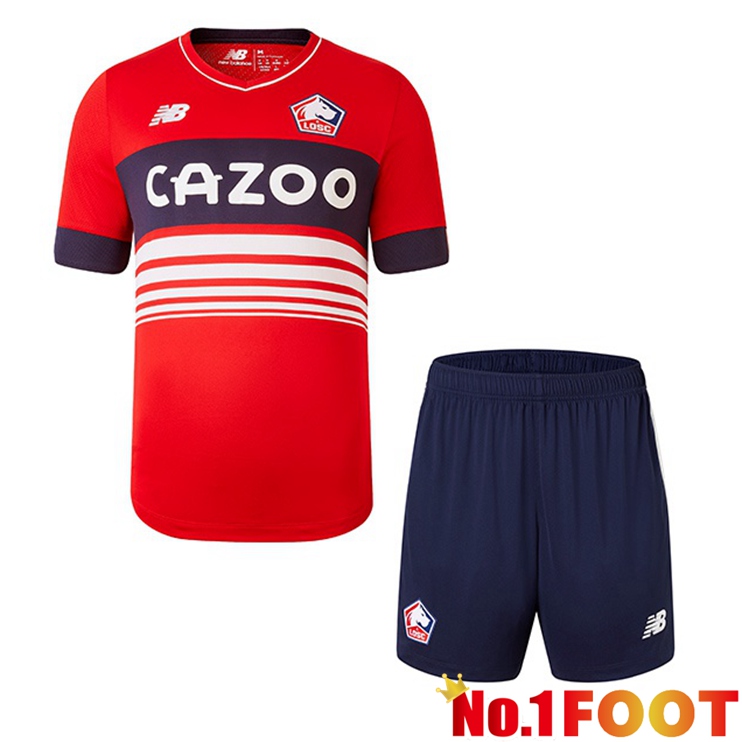 Lille OSC Kids Football Jerseys Home Red 2022-2023