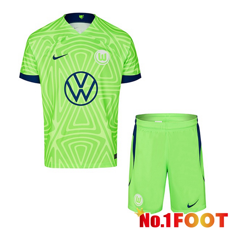 Vfl Wolfsburg Kids Football Jerseys Home Green 2022-2023