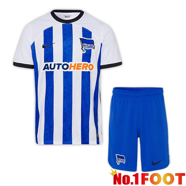 Hertha BSC Kids Football Jerseys Home Blue White 2022-2023