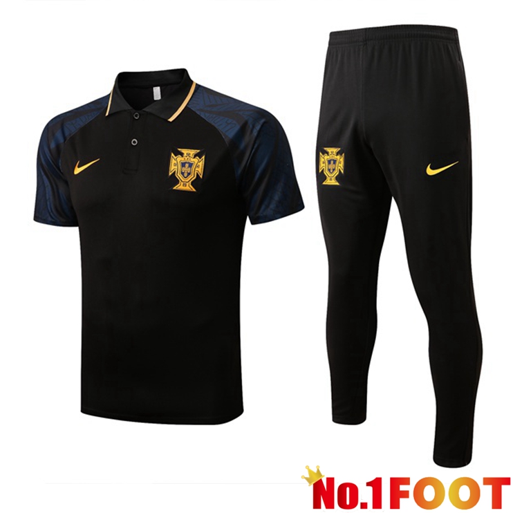 Portugal polo shirt + Pants Black 2022-2023