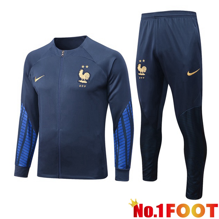 France Training Jacket Suit Blue Royal 2022-2023