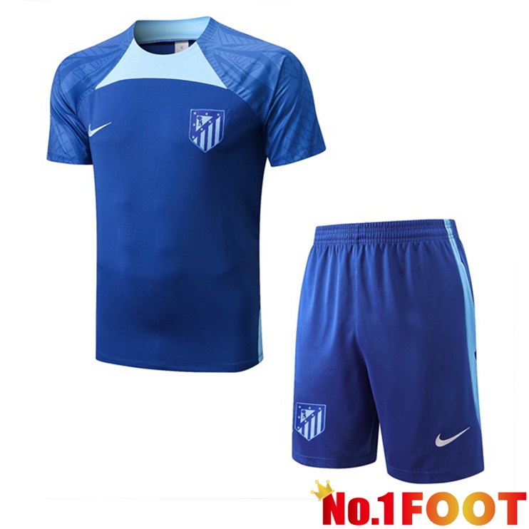 Atletico Madrid Training T-Shirts + Shorts Blue 2022-2023