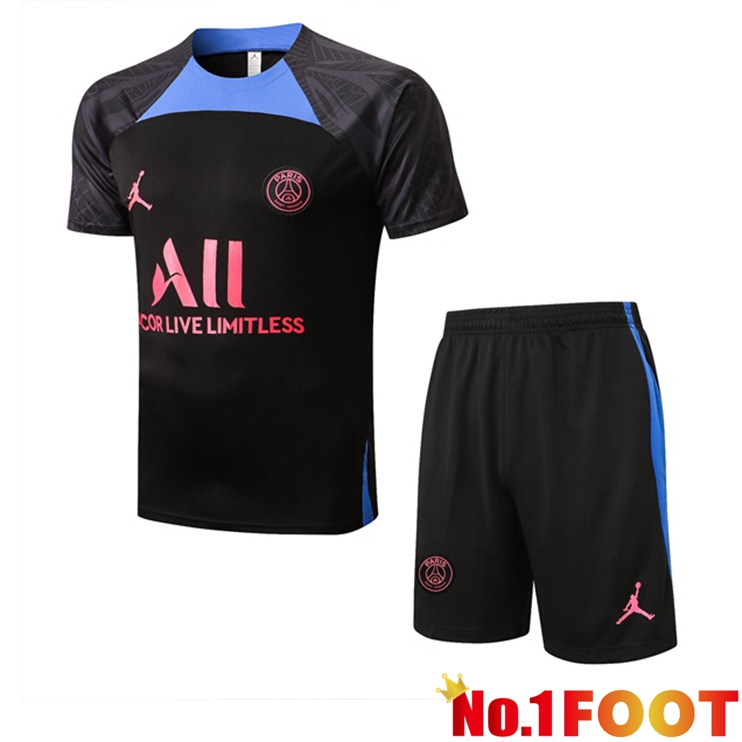 Paris PSG Training T-Shirts + Shorts Black 2022-2023