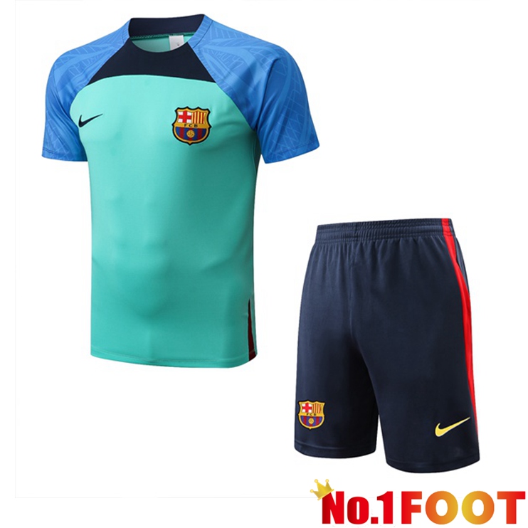 FC Barcelona Training T-Shirts + Shorts Green 2022-2023