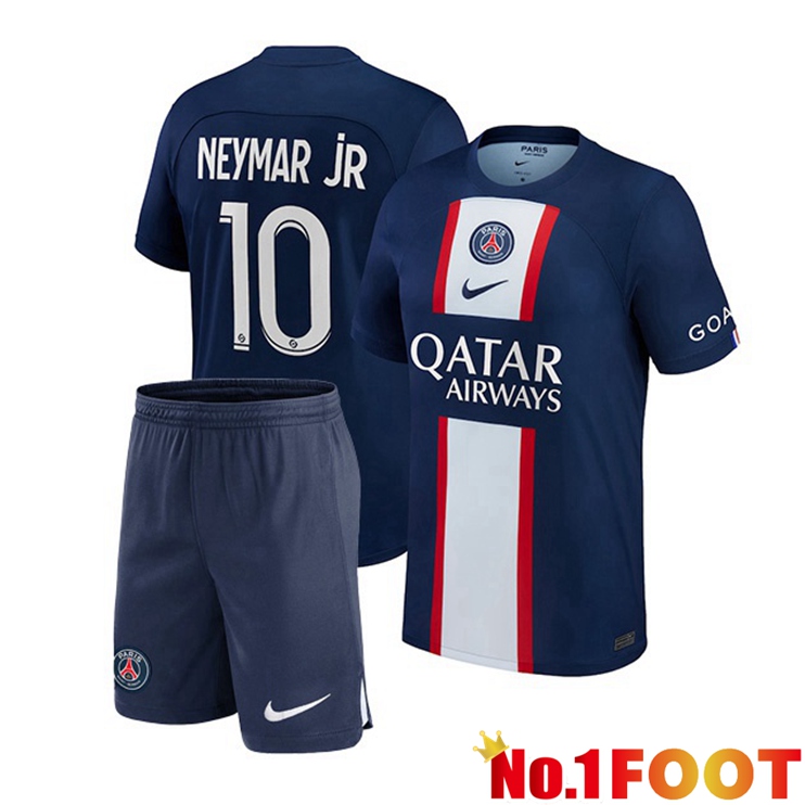 Paris PSG (Neymar Jr 10) Kids Football Jerseys Home Blue Royal 2022-2023