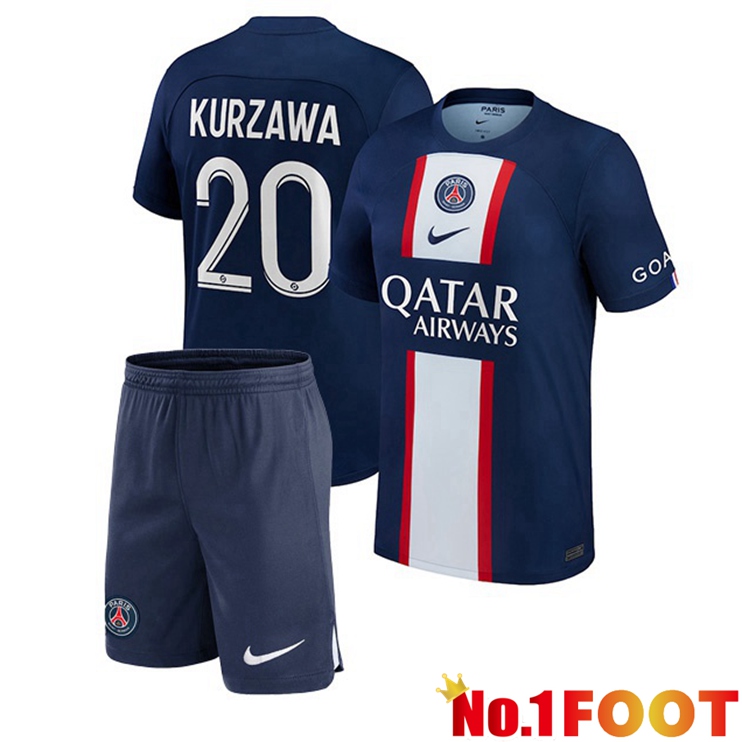 Paris PSG (Kurzawa 20) Kids Football Jerseys Home Blue Royal 2022-2023