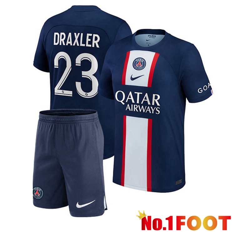 Paris PSG (Draxler 23) Kids Football Jerseys Home Blue Royal 2022-2023