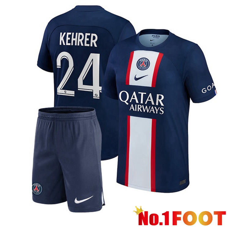 Paris PSG (Kehrer 24) Kids Football Jerseys Home Blue Royal 2022-2023