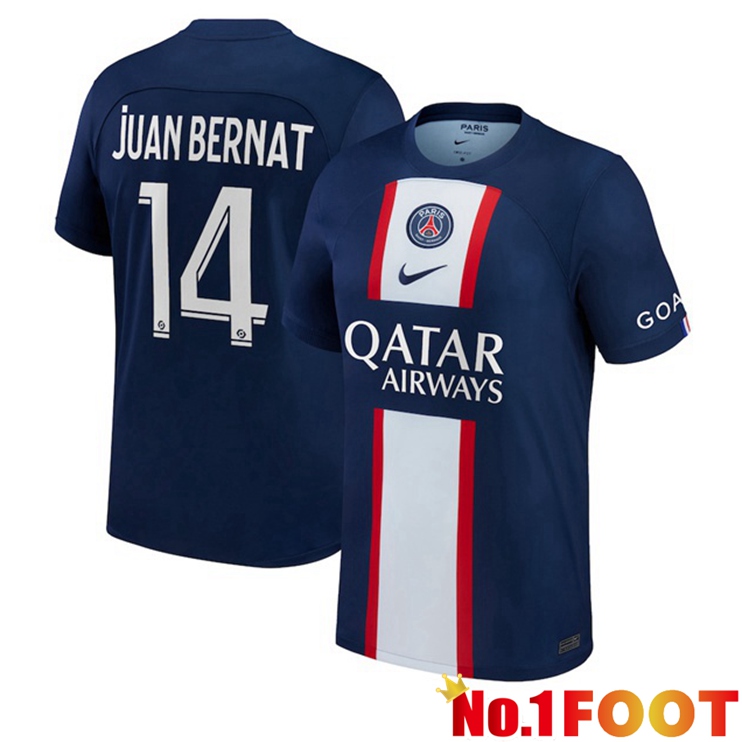 Paris PSG (Juan Bernat 14) Football Jerseys Home Blue Royal 2022-2023