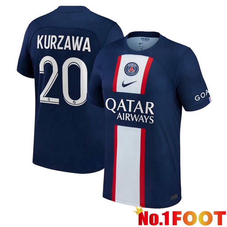 Paris PSG (Kurzawa 20) Football Jerseys Home Blue Royal 2022-2023