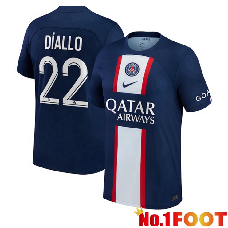 Paris PSG (Diallo 22) Football Jerseys Home Blue Royal 2022-2023