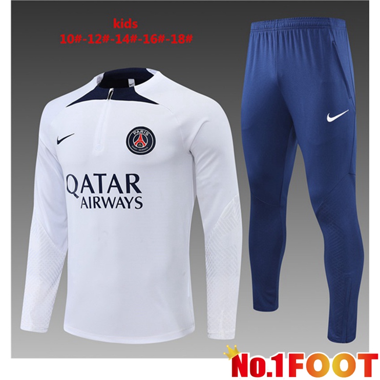 Paris PSG Kids Training Tracksuit White 2022-2023