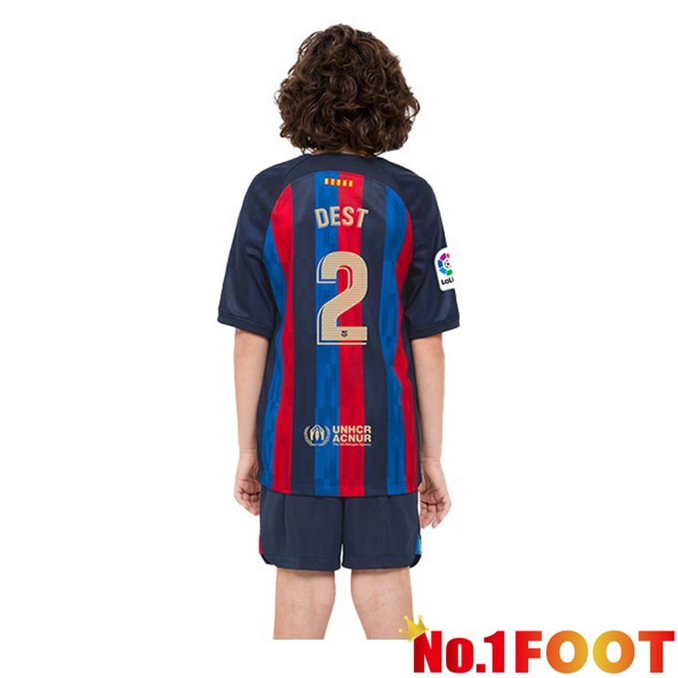 FC Barcelona (Dest 2) Kids Football Jerseys Home Red Blue 2022-2023