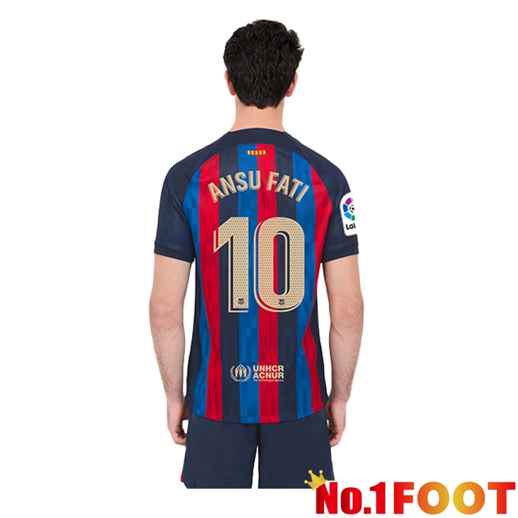 FC Barcelona (Ansu Fati 10) Football Jerseys Home Red Blue 2022-2023