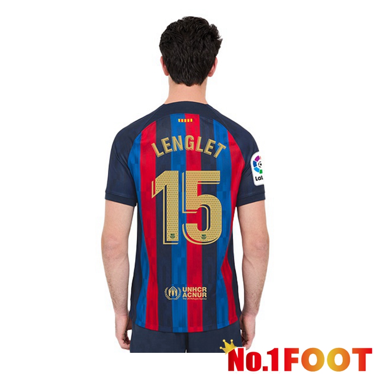 FC Barcelona (Clément Lenglet 15) Football Jerseys Home Red Blue 2022-2023