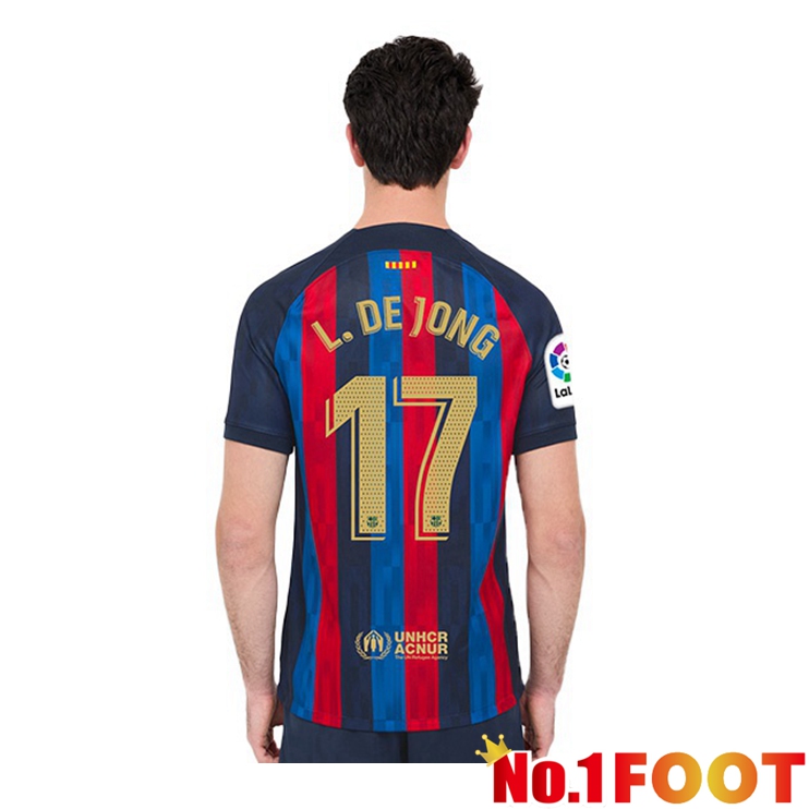 FC Barcelona (Luuk de Jong 17) Football Jerseys Home Red Blue 2022-2023