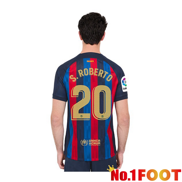 FC Barcelona (Sergi Roberto 20) Football Jerseys Home Red Blue 2022-2023