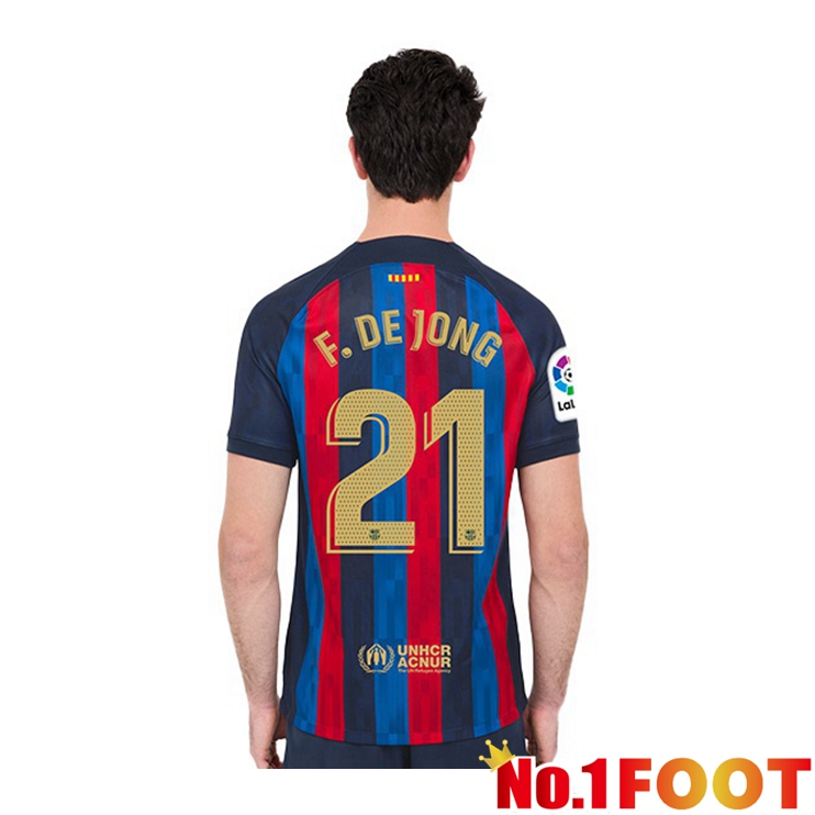 FC Barcelona (Frenkie de Jong 21) Football Jerseys Home Red Blue 2022-2023