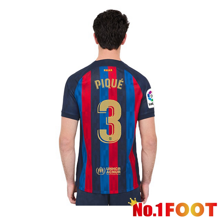 FC Barcelona (Gerard Piqué 3) Football Jerseys Home Red Blue 2022-2023