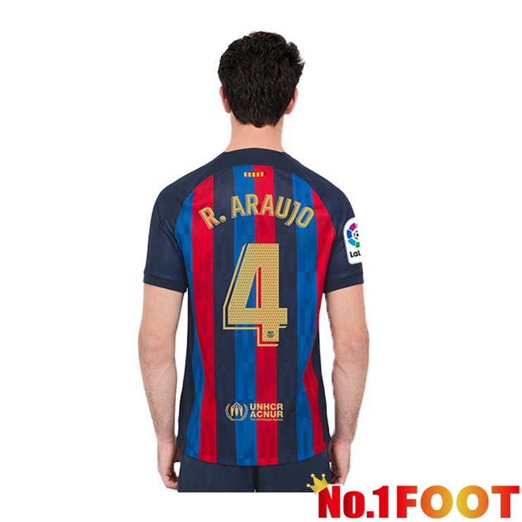 FC Barcelona (R. Araujo 4) Football Jerseys Home Red Blue 2022-2023