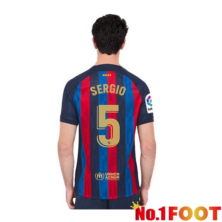 FC Barcelona (Sergio 5) Football Jerseys Home Red Blue 2022-2023