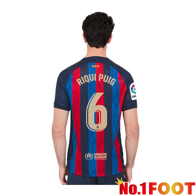 FC Barcelona (Riqui Puig 6) Football Jerseys Home Red Blue 2022-2023