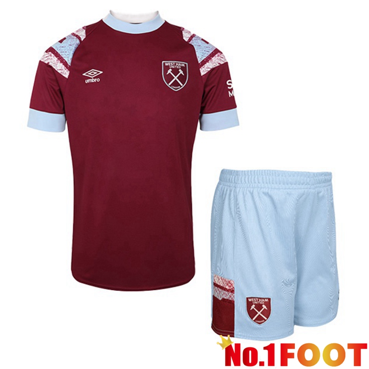 West Ham Kids Football Jerseys Home Red 2022-2023