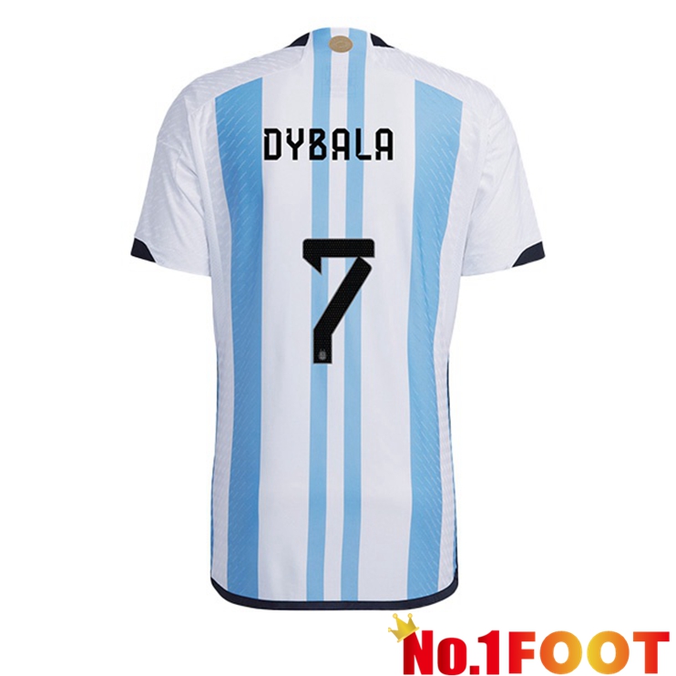 Argentina (DYBALA 7) Soccer Jersey Home Blue White Soccer World Cup 2022