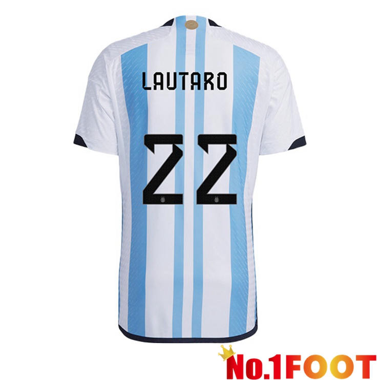 Argentina (LAUTARO 22) Soccer Jersey Home Blue White Soccer World Cup 2022