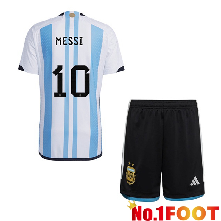 Argentina (MESSI 10) Kids Soccer Jersey Home Blue White Soccer World Cup 2022