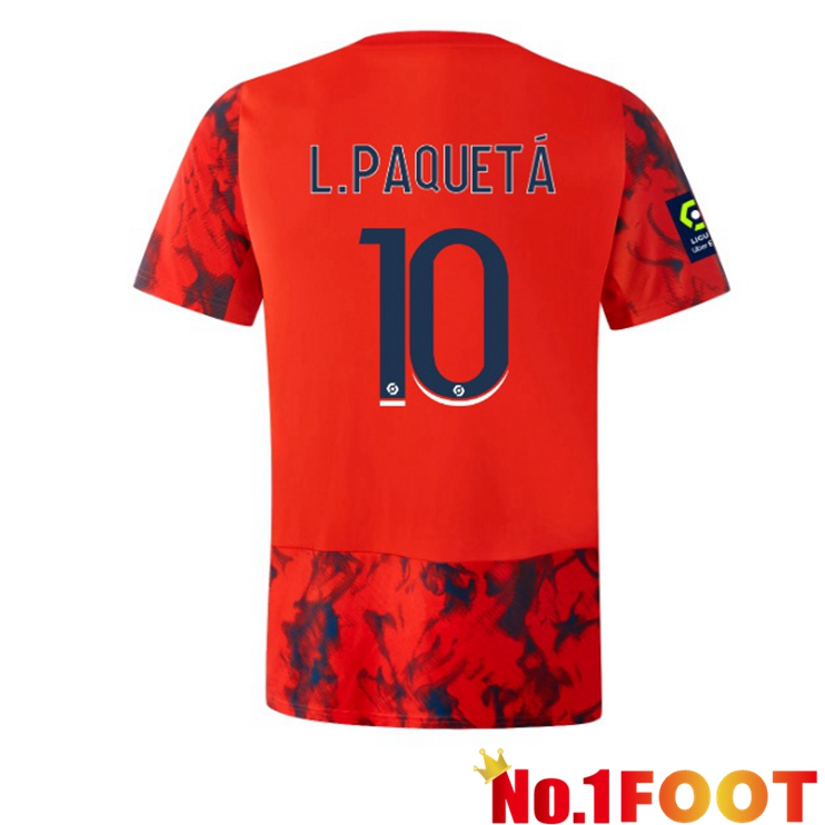 Lyon OL (L.PAQUETÁ 10) Soccer Jersey Away Red 2022/2023