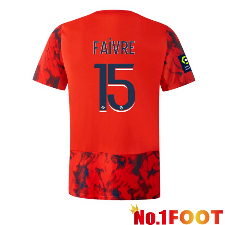 Lyon OL (FAIVRE 15) Soccer Jersey Away Red 2022/2023