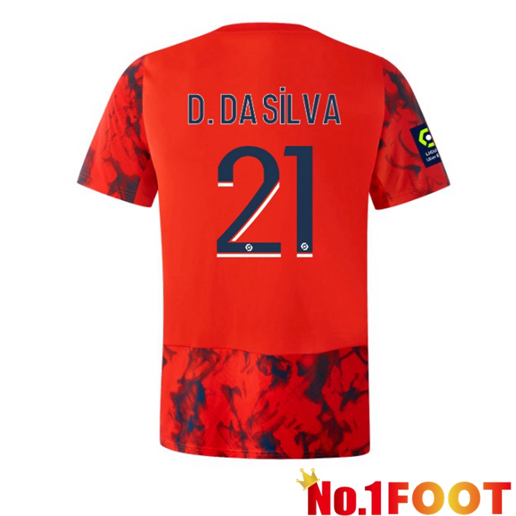 Lyon OL (D. DA SILVA 21) Soccer Jersey Away Red 2022/2023