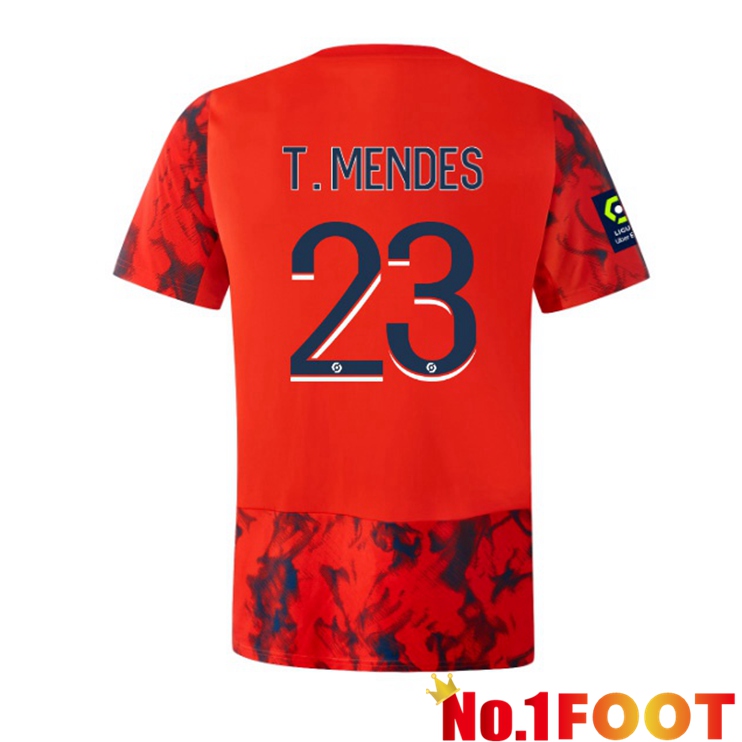 Lyon OL (T. MENDES 23) Soccer Jersey Away Red 2022/2023