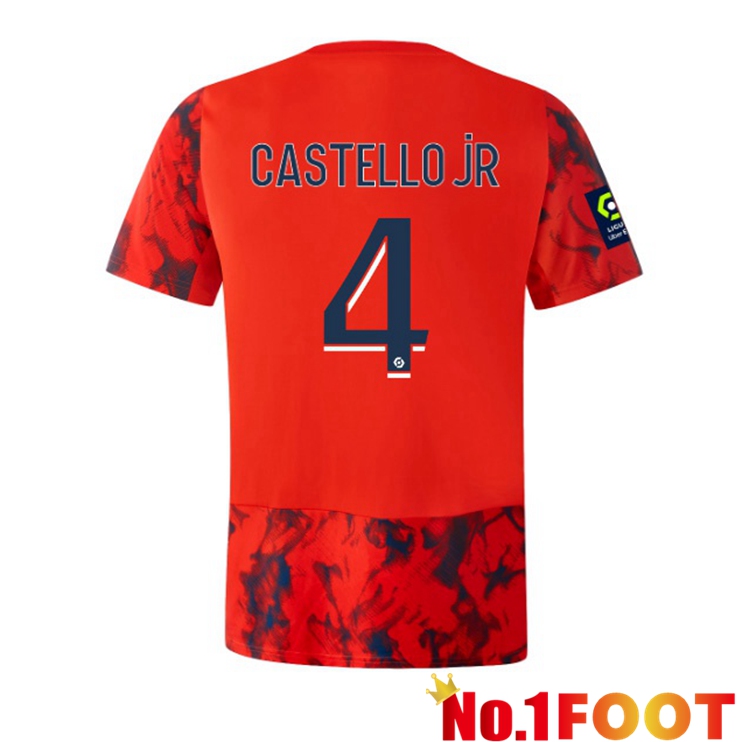 Lyon OL (CASTELLO JR 4) Soccer Jersey Away Red 2022/2023