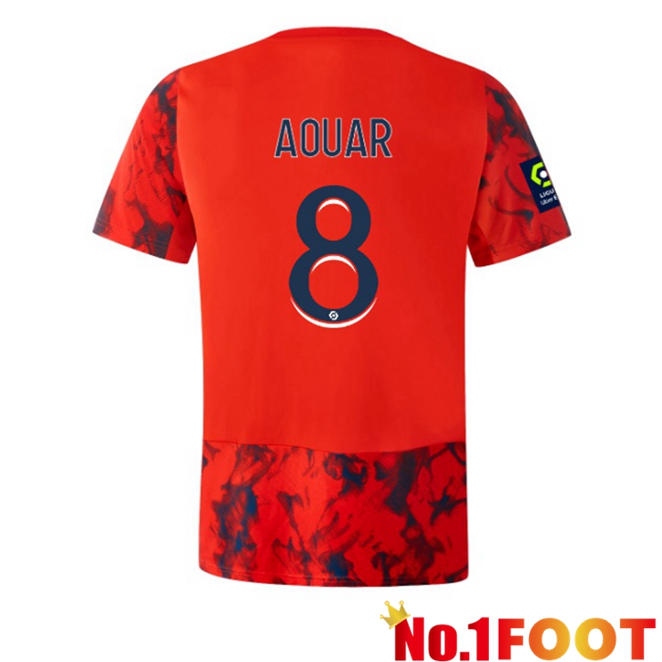 Lyon OL (AOUAR 8) Soccer Jersey Away Red 2022/2023